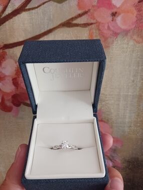 Silver Solitaire Engagement Ring with Clear Stone